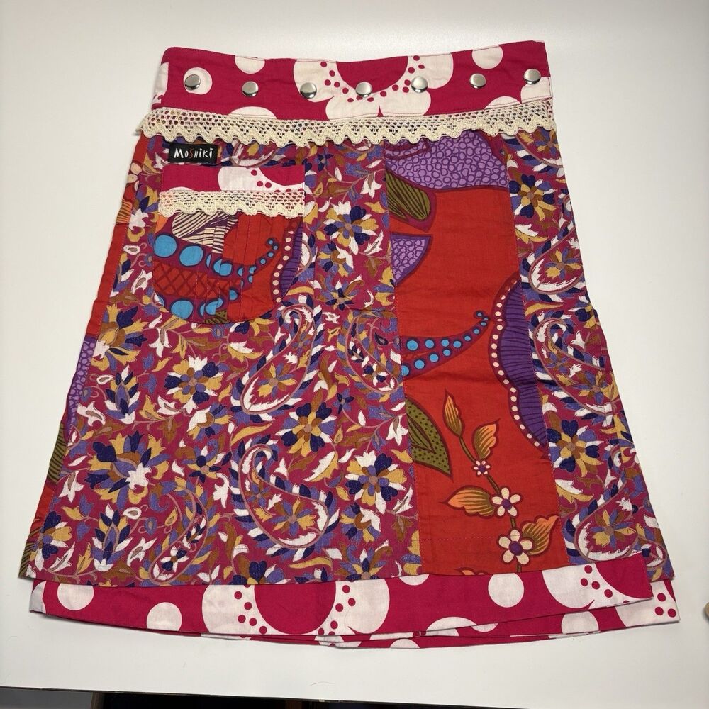 Moshiki Women Wrap Skirt Multicolor Cotton One Size Lace
